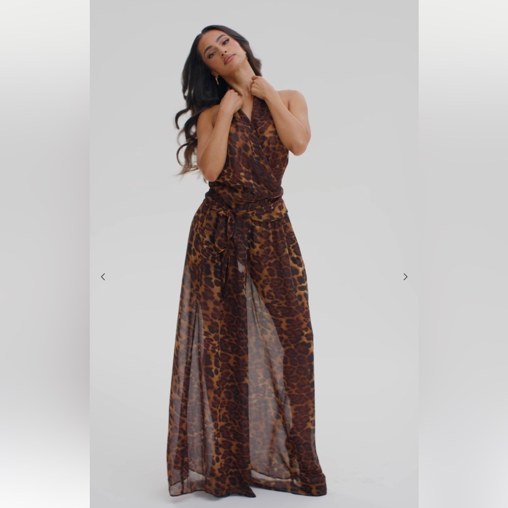 Naked Wardrobe Leopard Print Chiffon Set